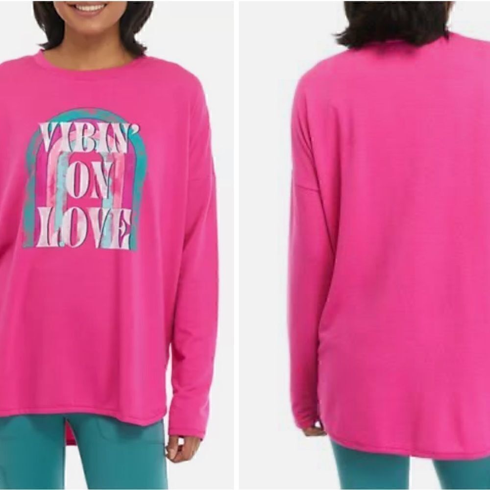 Cabana by Crown‎ and Ivy Top Womens Plus size 2X Vibin love baby terry tee New
